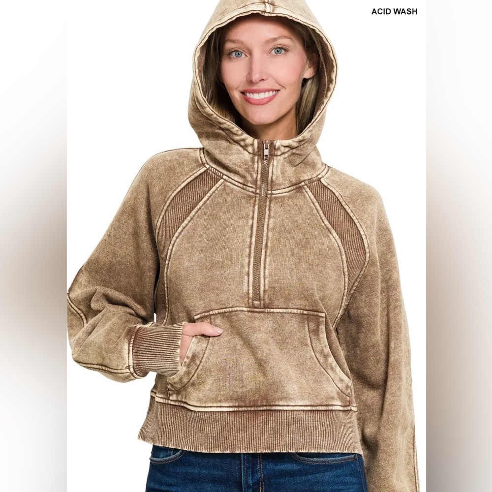 Zenana Outfitters Tan Hoodie - Picture 2 of 5